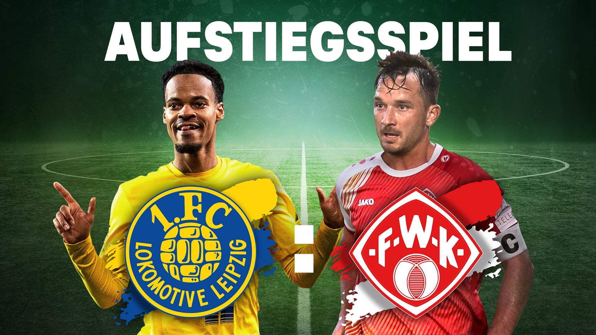 Werbegrafik mit den Spielern von Lok Leipzig und den Würzburger Kickers